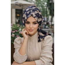 Aişe Tesettür Haki Batik Desen Tokalı Bone