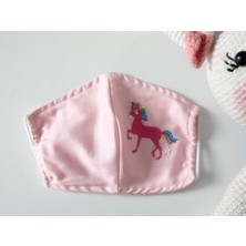 English Home Mini Unicorn Pamuklu Kumaş Çocuk Maske 4-12 YaÅ Pembe
