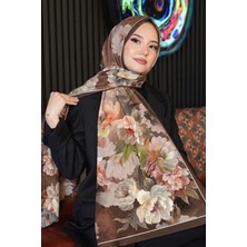 Afvente Floral Desen Kahve Soft Pamuk Şal