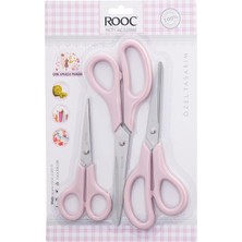 Berry Store Premium Serisi Ergonomik Saplı Çelik Gıdaya Temasa Uygun 3'lü Set Mutfak Makası, Pembe