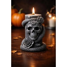 Yaratıcı Sanatlar Atölyesi Kuru Kafa Gothic Hallowen Temalı Doğal Soya Silindir Mum