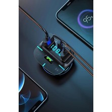 Berry Store F9 Araç Fm Transmitter 5.3 Bluetooth Araç Kiti USB Type-C Hızlı Şarj Çıkışlı Çakmaklık Girişli (F9)