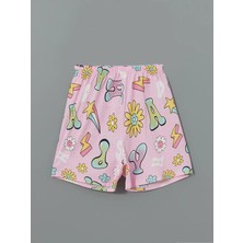 Lc Waikiki Yeni Sezon Beli Lastikli Baskılı Kız Çocuk Pijama Şort