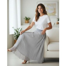Eren Style Şifon Içi Astarlı Beli Lastikli Etek(95 Cm)-(38-52)
