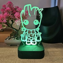 Lerad-Lazer Art Marvel Groot  RGB LED Gece Lambası – 16 Renkli Pleksi Masa Lambası (Adaptörlü)