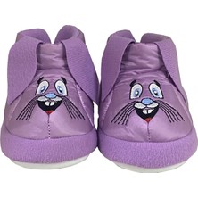 Doktor Desenli D01 Lila Çocuk Kışlık Panduf Yıkanabilir Kumaş Malzeme ile Rahat Ayakkabı