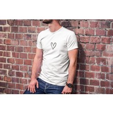 Erkek Kısa Kol Yazlık Tişört Bisiklet Yaka Baskılı Oversize T-Shirt - Beyaz