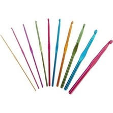 Yabalı Metal Saplı Örgü Yün Tığ Seti 2-2,5-3-3,5-4-4,5-5-6-7-8 No 10 Renkli Seçenekler