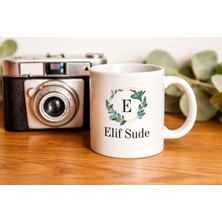 Gmt Ambalaj Kişiye Özel Harfli Yaprak Desenli Kupa – Isimli Tasarım Kupa Bardak