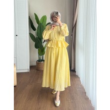 RFK Butik Kadın Melinda Begonya Kumaş Etekli Ikili Takım - Sarı