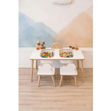 Pofitto Montessori Çocuk Masası-Oyun Masası-Aktivite Masası-Etkinlik Masası Takımı 2 Bulut Sandalye