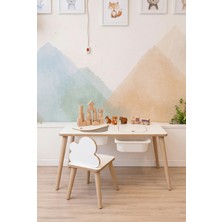 Pofitto Montessori Çocuk Masası-Oyun Masası-Aktivite Masası-Etkinlik Masası Takımı 1 Bulut Sandalye