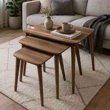 Express Mobilya Rüya Mdf Üçlü Zigon Sehpa Ceviz