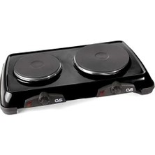 Cvs İkili Pleyt Elektrikli Ocak 1000w+1500w Metal Siyah Kolay Temizlik Özelliği ile