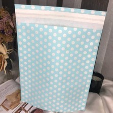Nisar Store Mavi Beyaz Puantiyeli Hediye Torbası Bantlı Hediye Paketi Blue Packet 25X30 cm - 2 Adet (Mavi), Doğum Günü Parti