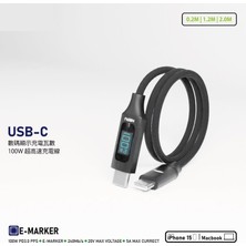 Nisar Store 100W 5A Pd Şarj Kablosu 200 cm LED Güç Göstergeli Hızlı Şarj ve Data Kablosu 480MPS Type-C To Type-C Pd 3.0 Pps