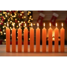 Berry Store 10’lu Turuncu Dilek Mumu Seti – Kaliteli ve Pürüzsüz Dış Yapılı, Içten Yanan Fitilli, Silindir Blok Tasarımlı, Dekoratif ve Ritüel Kullanımına Uygun Mumlar