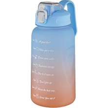 Berry Store 2 Liitre Pipetli/pipetsiz Kullanım - Hediyeli -Çift Renk Motivasyon Su Matarası Mavi