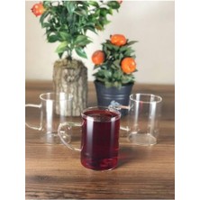 Berry Store ® Borosilikat 6 Adet Lüx Ince Ateşe Dayanıklı Borosilikat Cam Kupa Bardak 6'lı Kupa Bardak Seti (6'lı Kupa Set)