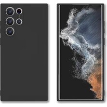 Berry Store Galaxy S22 Ultra ile Uyumlu Içi Kadife Kaplı Dışı Mat Yapıya Sahip Kamera Korumalı Lansman Silikon Kılıf Ince Yapılı Tam Koruma Sağlayan Kamera Korumalı Kılıf (Siyah)