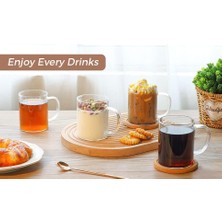 Berry Store 6'lı Borosilikat Cam Kupa – Dayanıklı Termisil Çay ve Kahve Bardağı Seti, Şeffaf Cam Kupa, Soğuk Içecekler Için Dayanıklı Bardak Takımı (6 Adet)