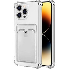 Nisar Store 14 Pro Max Için Card Slot Kılıf Şeffaf [ 14 Pro Max ile Uyumlu Kılıf - Şeffaf]