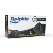 Dolphin Çok Amaçlı Siyah Nitril Eldiven (L) 100lü Paket 2 Adet (Gıdaya Uygun)