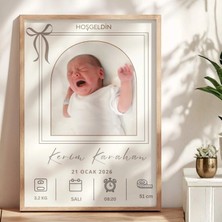 Gralanda Erkek Bebek Anı Panosu, Fotoğraflı Doğum Ölçüleri Tablosu, Isim ve Tarihli Duvar Süsü Hediyelik Pano