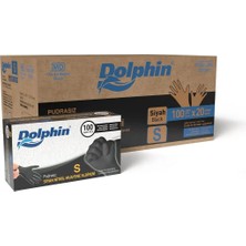 Dolphin Tek Kullanımlık Lateks Siyah Pudrasız Nitril Muayne Eldiveni Small Boy - 100'LÜ 20 Paket