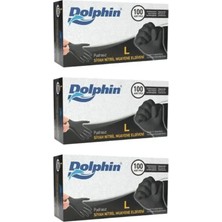 Dolphin Siyah Nitril Eldiven L Beden 100'lü 3 Paket