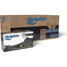 Dolphin Çok Amaçlı Siyah Nitril Eldiven (M) 20PK x 100LÜ Paket