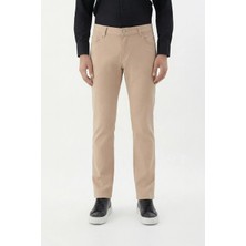 Sabri Özel Giotelli Bej Comfort Fit Yünlü 5 Cep Chino Normal Bel Standart Boy Erkek Pantolon