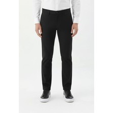 Sabri Özel Giotelli Siyah Comfort Fit Yünlü Kanvas Kumaş Yan Cepli Normal Bel Erkek Pantolon