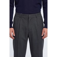Sabri Özel Giotelli Erkek Antrasit Slim Fit 6 Drop Kemerli Standart Boy Dokuma Pantolon