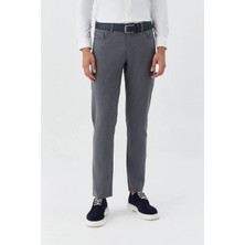 Sabri Özel Erkek Koyu Gri Dar Kesim Slim Fit Dokuma Yan Cep Jogger Pantolon
