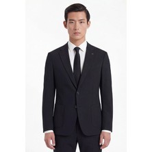 Sabri Özel Erkek Lacivert Normal Kesim Regular Fit Pamuklu Mono Yaka Lastikli Bel Torba Cep Klasik Çift Yırtmaç Astarsız 6 Drop Takım Elbise