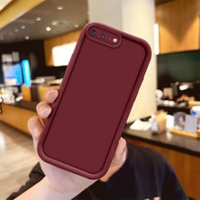 Ucuc iPhone 7 Plus/8 Plus Uyumlu Darbeye Dayanıklı Kamera Korumalı Bordo Silikon Baskı Desenli Kılıf