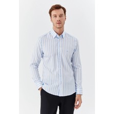 Sabri Özel Erkek Mavi %100 Pamuk Gömlek – Uzun Kollu