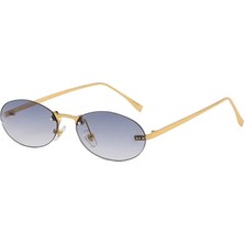 Toz Vintage Fuvion Gri Degrade Cam Retro Oval Metal  Ince Sap Unisex UV400 Vintage Retro Güneş Gözlüğü
