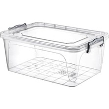 Berry Store Dikdörtgen Şeffaf Plastik Erzak Saklama Kabı, Kapaklı, Istiflenebilir Depolama Kutusu (1 Adet, Şeffaf, 15 L)