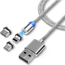 Berry Store Lightning Micro USB Type C Mıknatıslı Şarj Kablosu
