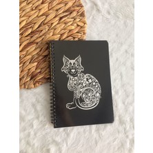 Paperart A5 Kedi Baskılı Spiralli Siyah Defter