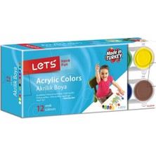 Lets 12 Renk Akrilik Boya Şişede 12x25 ml.