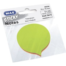 Mas 3671 3 Karma Renk Balon Şekilli 75 Yaprak Yapışkanlı Not Kağıdı