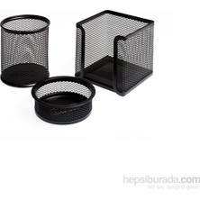 Bion 3'lü Siyah Masa Seti Perforeli Evrak Rafı ile Kullanışlı Ofis Aksesuarı 9302