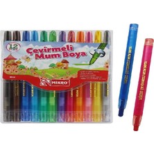 Mikro Çevirmeli Mum Boya Seti 12'li Karışık Renk Standart Boy Çocuk ve Okul Kullanımına Uygun