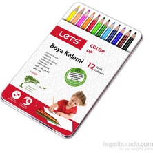 Let's L4120T 12 Renk Boya Kalemi Metal Kutu Çizim İçin 12 Parça Renkli Kalem Seti