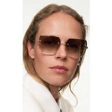 Babafiyatlar Kare Kristal Degrade Kahverengi Güneş Gözlüğü