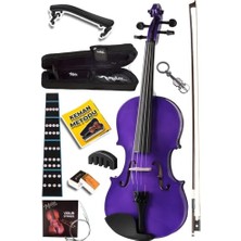 Midex HGA44PU-TYS Mor 4/4 Tam Boy Keman Seti (Yastık Yedek Tel Susturucu Çanta Yay Reçine Metod)