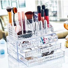 Berry Store Deconox Diamond Klasik Model Çekmeceli Takı & Makyaj Organizeri –3 Katlı 20 Bölmeli Diamond Serisi – Şık ve Fonksiyonel Depolama Çözümü (24CM*15CM*18,5CM)